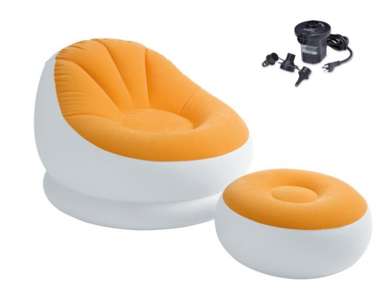 Intex Inflatable Colorful Cafe Chaise Lounge Chair with Ottoman 